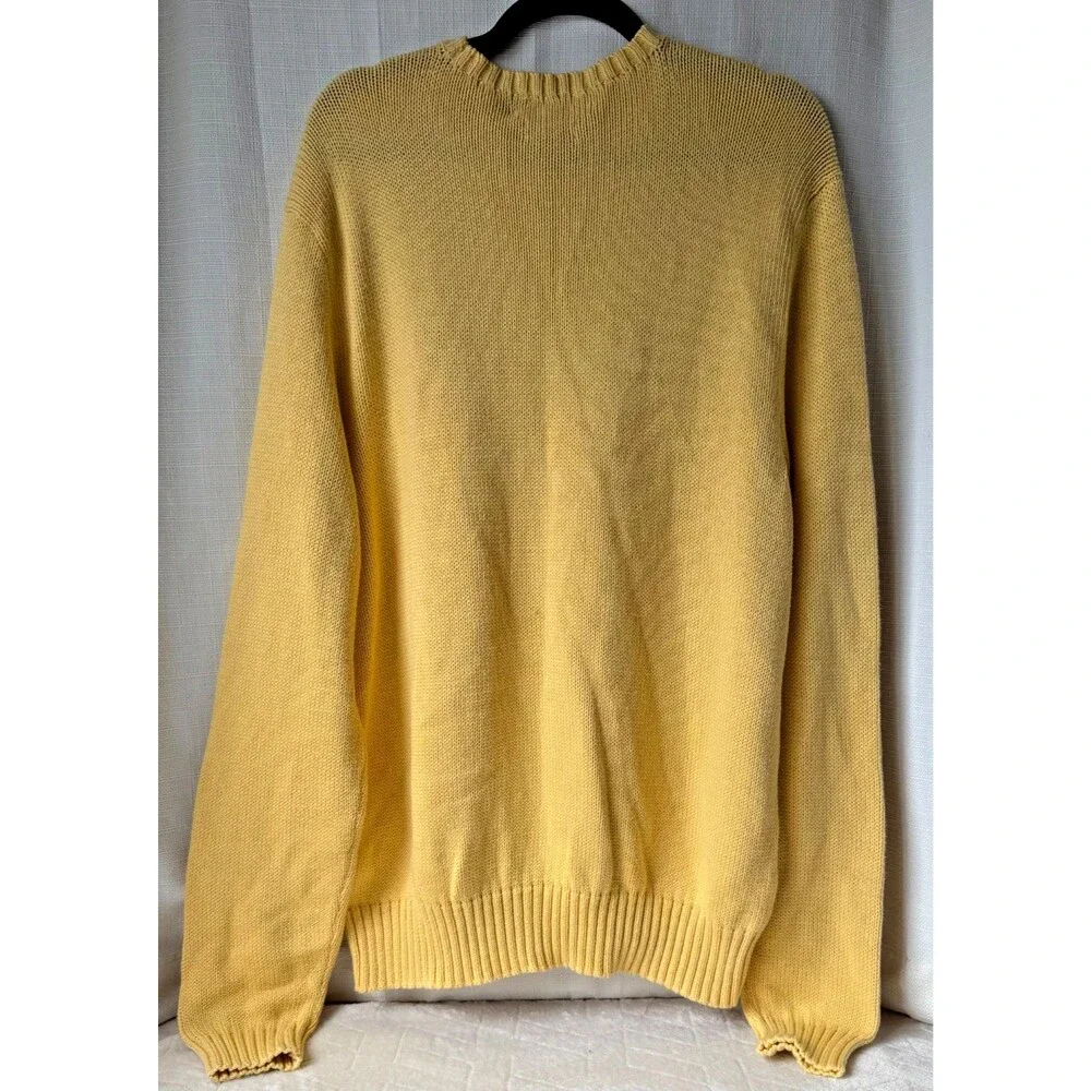 Polo Ralph Lauren Mens XL Pima Cotton Crewneck Sweater Yellow NWT Pony Logo